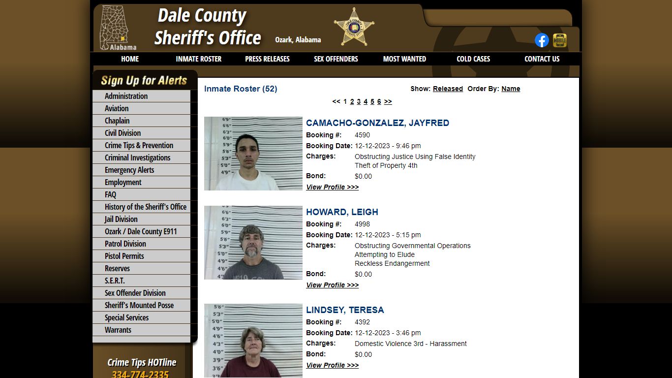 Current Inmates Booking Date Descending - Dale County Sheriff's Office